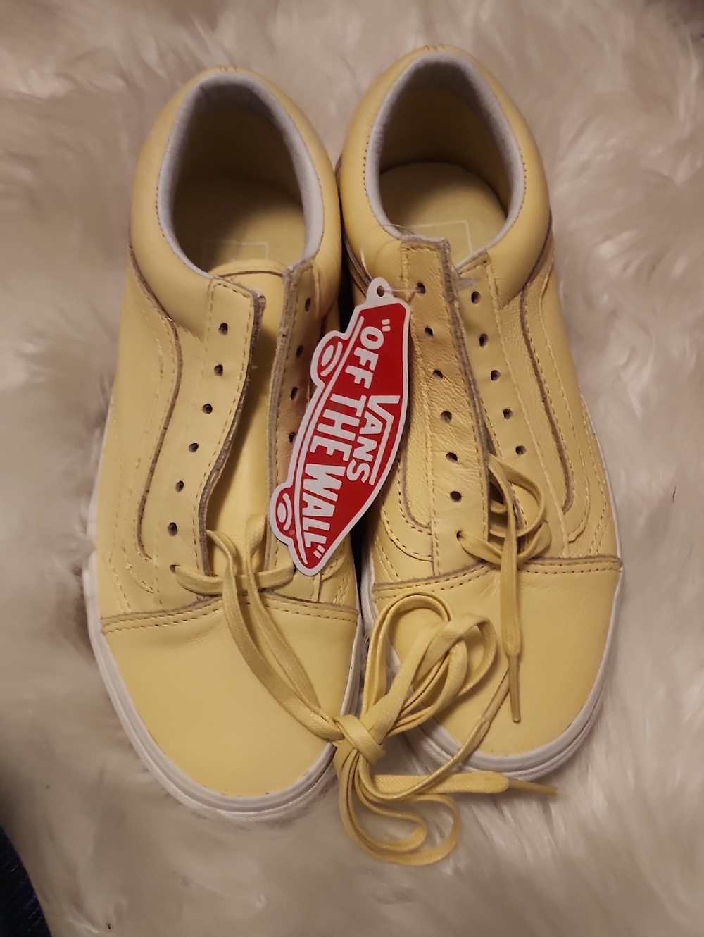 Vans Yellow Low-Top Sneakers with Off The Wall Tag